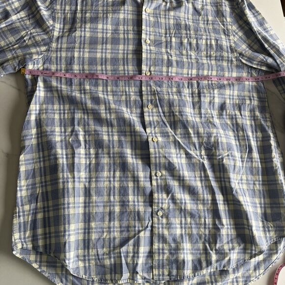 Peter Millar Mens Long Sleeve Blue Yellow Plaid Button Down Shirt Size Large - Picture 8 of 15